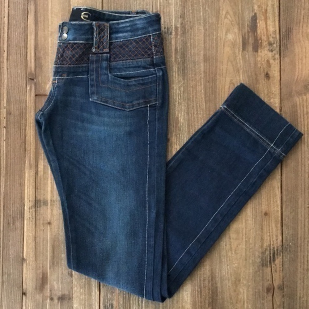 Just Cavalli Jeans Low Rise Tan Thread Crossed Stitches Details